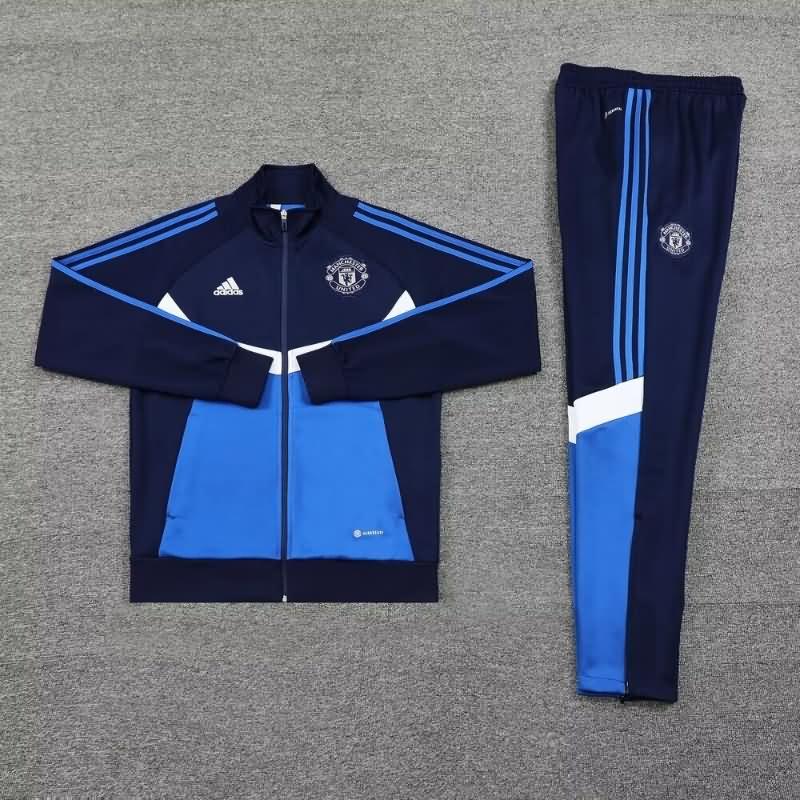 Thailand Quality(AAA) 24/25 Manchester United Dark Blue Soccer Tracksuit 04