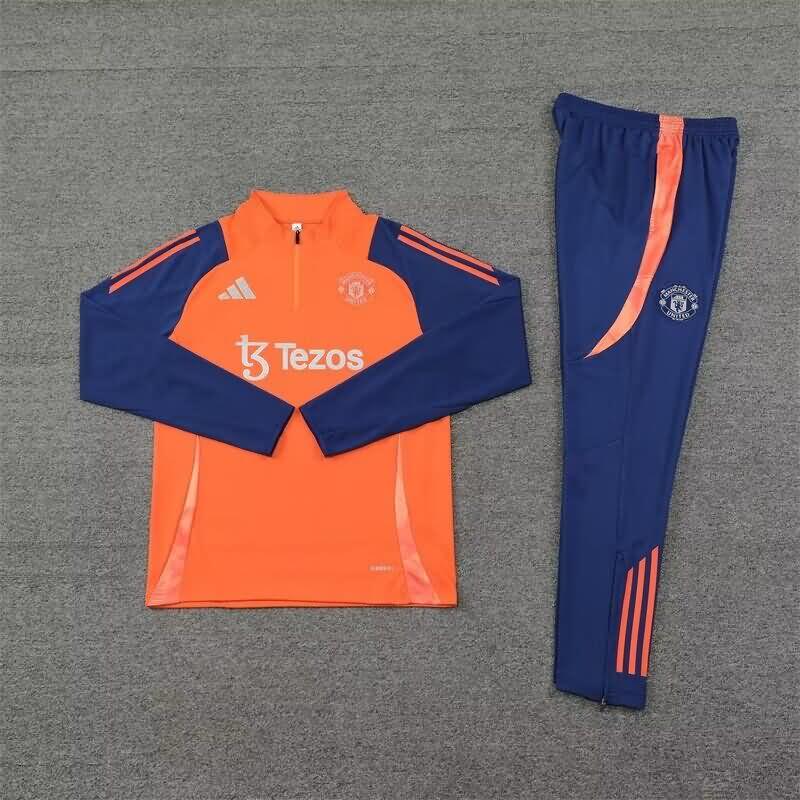 Thailand Quality(AAA) 24/25 Manchester United Orange Soccer Tracksuit