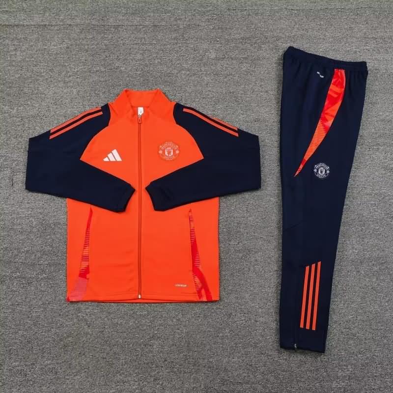 Thailand Quality(AAA) 24/25 Manchester United Orange Soccer Tracksuit 02