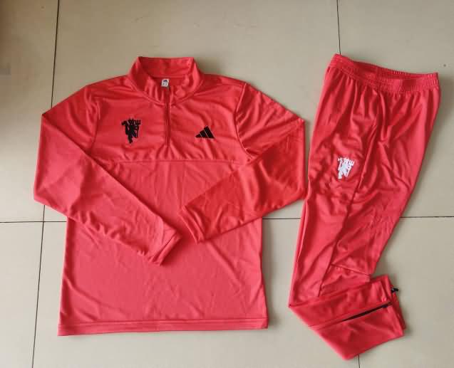 Thailand Quality(AAA) 24/25 Manchester United Red Soccer Tracksuit 05