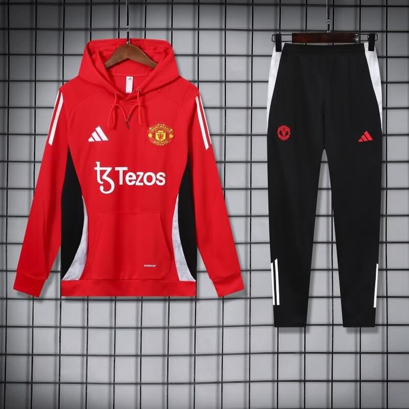 Thailand Quality(AAA) 24/25 Manchester United Red Soccer Tracksuit 06