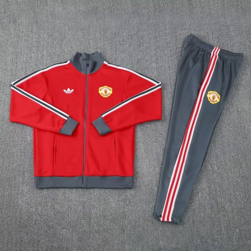 Thailand Quality(AAA) 24/25 Manchester United Red Soccer Tracksuit 08