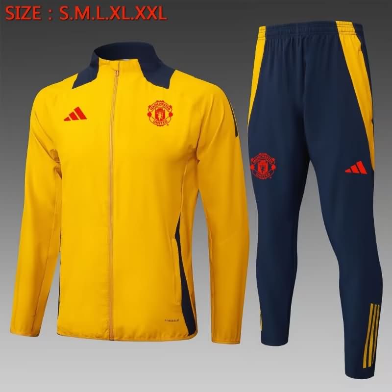 Thailand Quality(AAA) 24/25 Manchester United Yellow Soccer Tracksuit