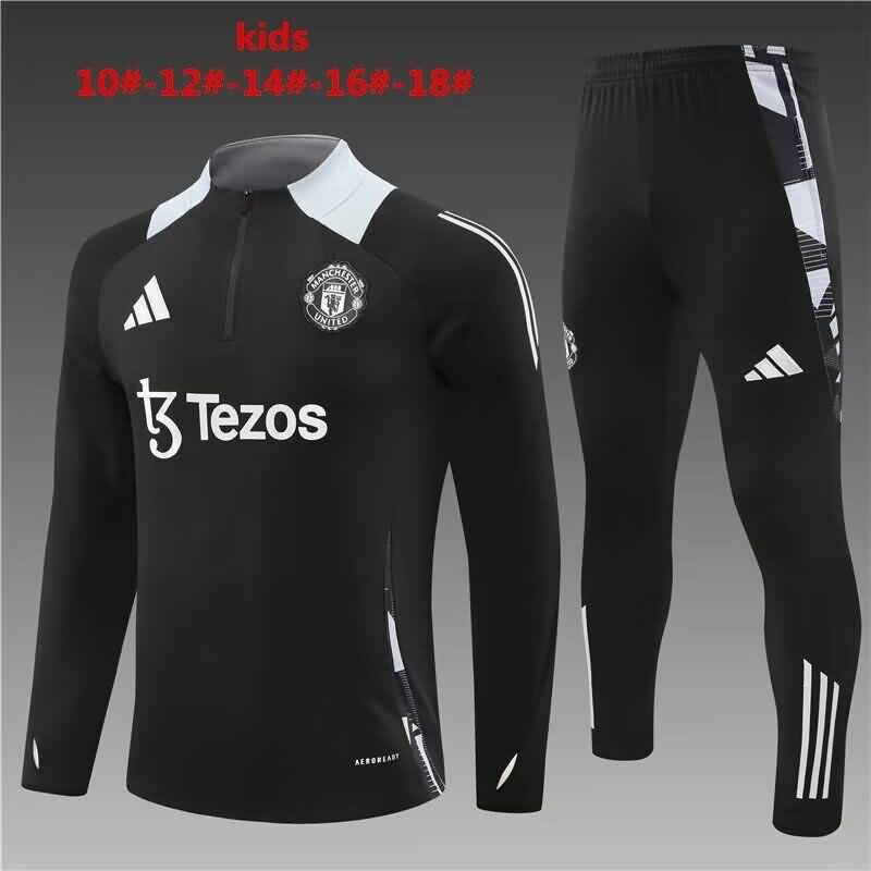 Kids - Thailand Quality(AAA) 24/25 Manchester United Black Soccer Tracksuit