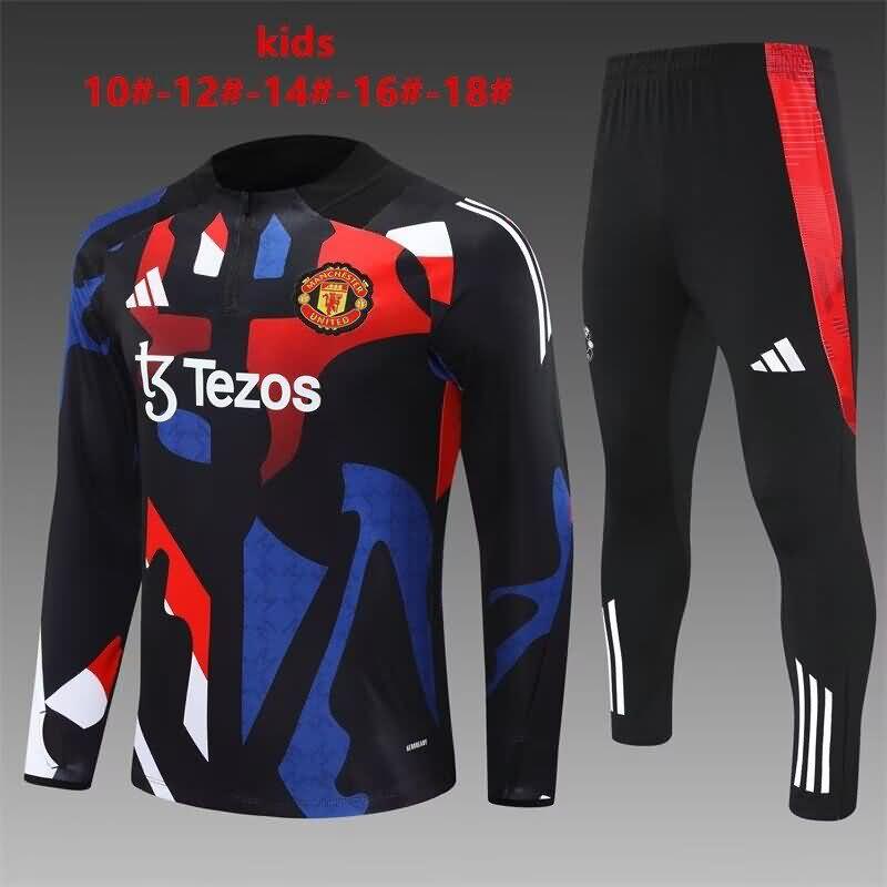 Kids - Thailand Quality(AAA) 24/25 Manchester United Black Soccer Tracksuit 03