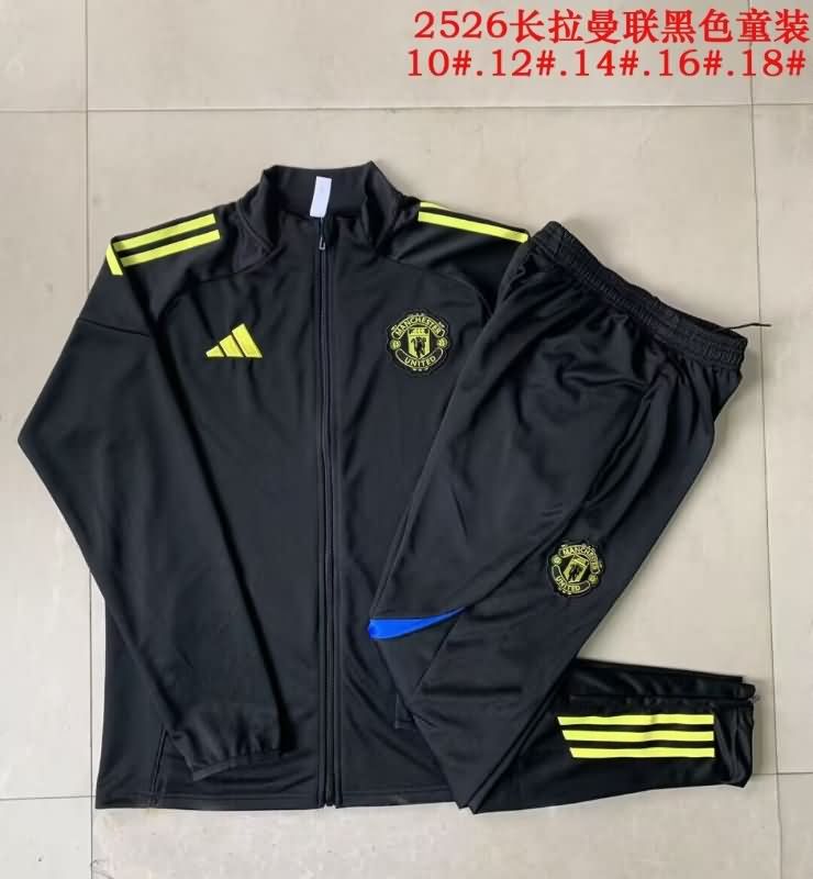 Kids - Thailand Quality(AAA) 24/25 Manchester United Black Soccer Tracksuit 08