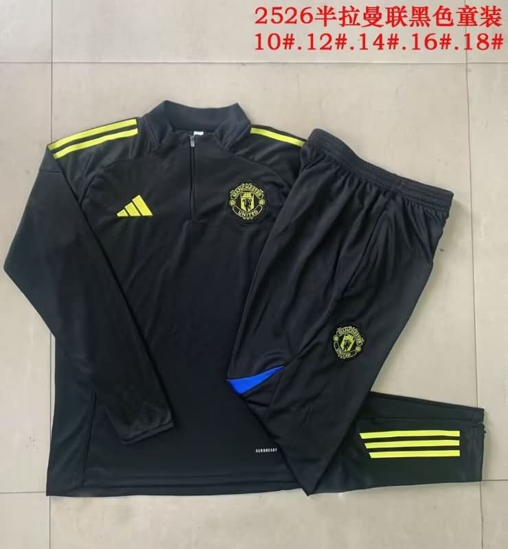 Kids - Thailand Quality(AAA) 24/25 Manchester United Black Soccer Tracksuit 09