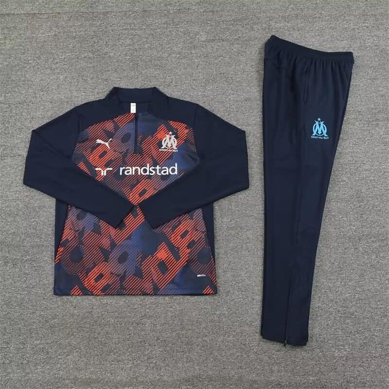 Thailand Quality(AAA) 24/25 Marseilles Dark Blue Soccer Tracksuit 02