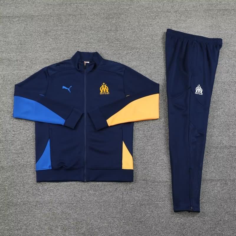 Thailand Quality(AAA) 24/25 Marseilles Dark Blue Soccer Tracksuit 03