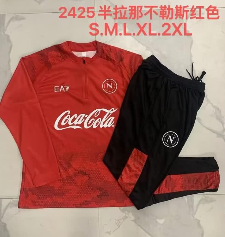 Thailand Quality(AAA) 24/25 Napoli Red Soccer Tracksuit