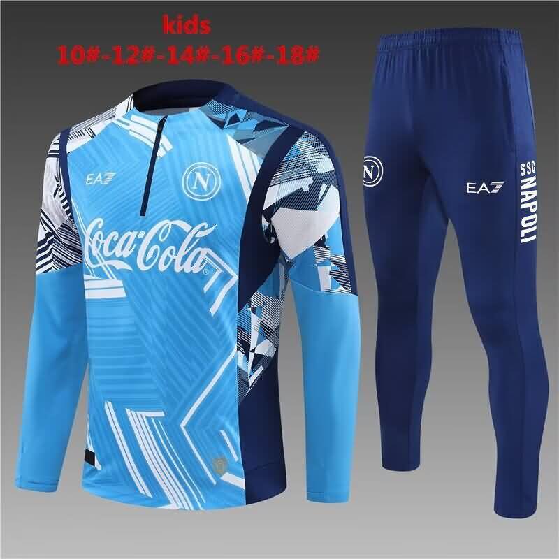 Kids - Thailand Quality(AAA) 24/25 Napoli Blue Soccer Tracksuit