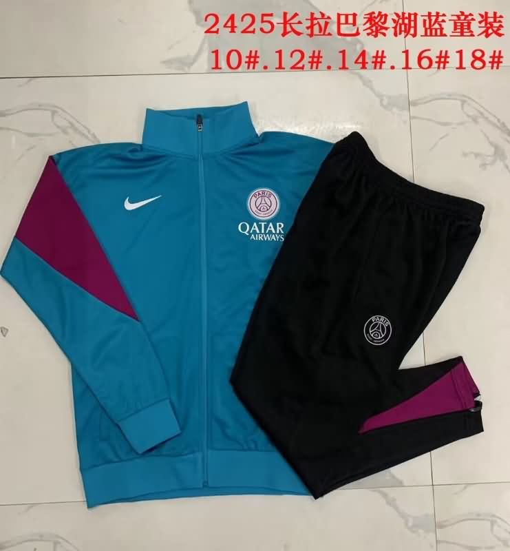 Kids - Thailand Quality(AAA) 24/25 Paris St Germain Blue Soccer Tracksuit