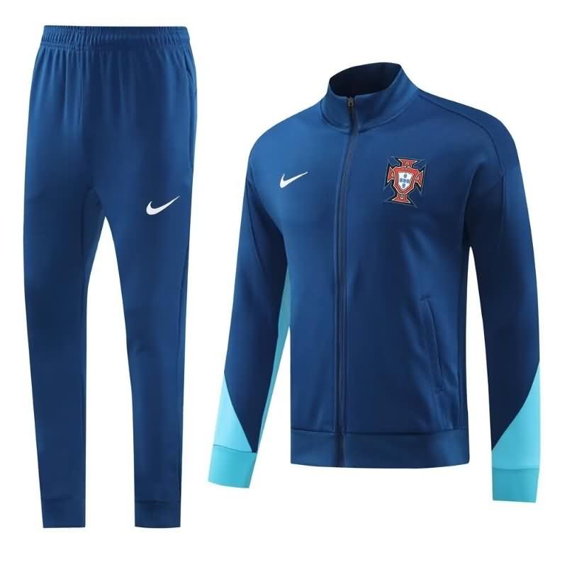 Thailand Quality(AAA) 2024 Portugal Dark Blue Soccer Tracksuit