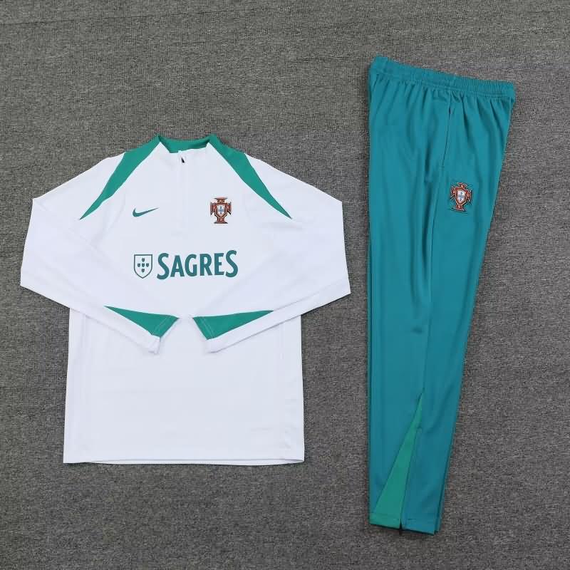 Thailand Quality(AAA) 2024 Portugal White Soccer Tracksuit