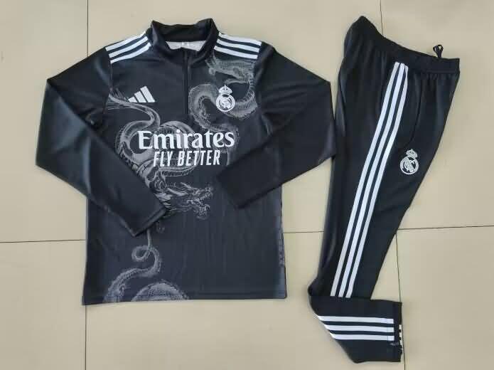 Thailand Quality(AAA) 24/25 Real Madrid Black Soccer Tracksuit 02