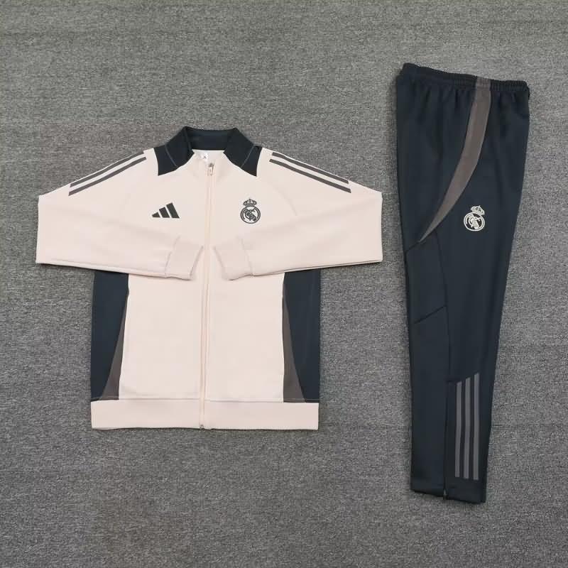 Thailand Quality(AAA) 24/25 Real Madrid Beige Soccer Tracksuit 02