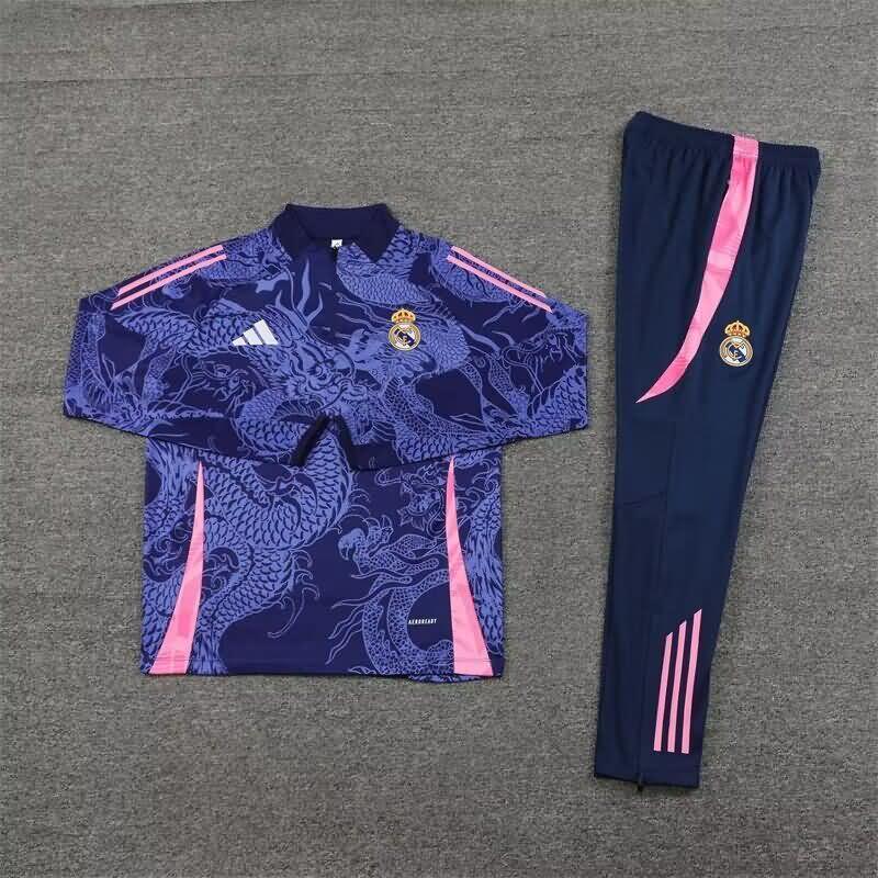 Thailand Quality(AAA) 24/25 Real Madrid Dark Blue Soccer Tracksuit