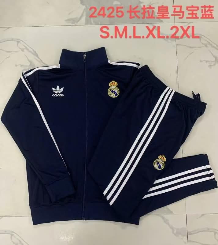 Thailand Quality(AAA) 24/25 Real Madrid Dark Blue Soccer Tracksuit 04