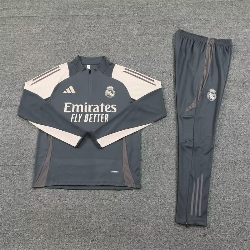 Thailand Quality(AAA) 24/25 Real Madrid Grey Soccer Tracksuit