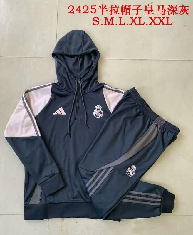 Thailand Quality(AAA) 24/25 Real Madrid Grey Soccer Tracksuit 04