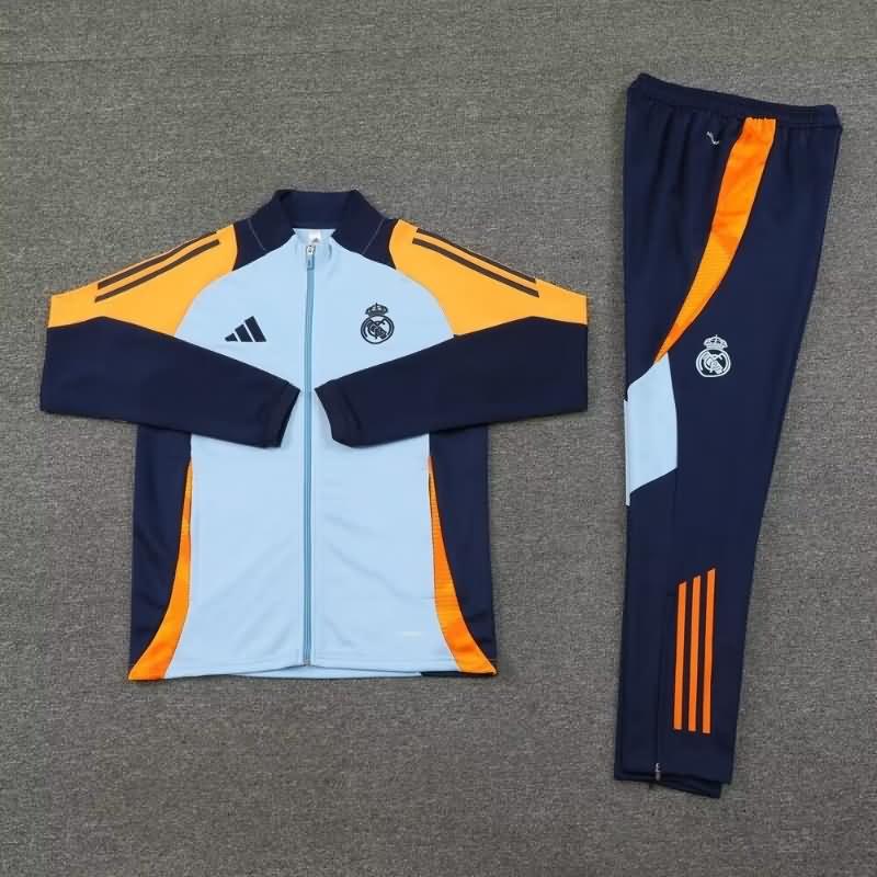 Thailand Quality(AAA) 24/25 Real Madrid Light Blue Soccer Tracksuit