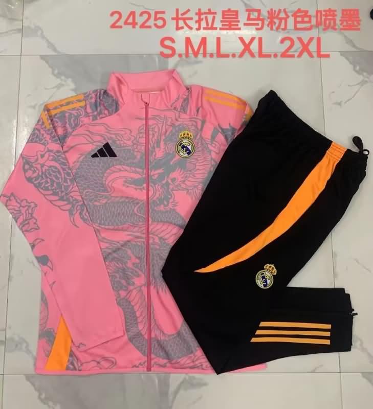 Thailand Quality(AAA) 24/25 Real Madrid Pink Soccer Tracksuit