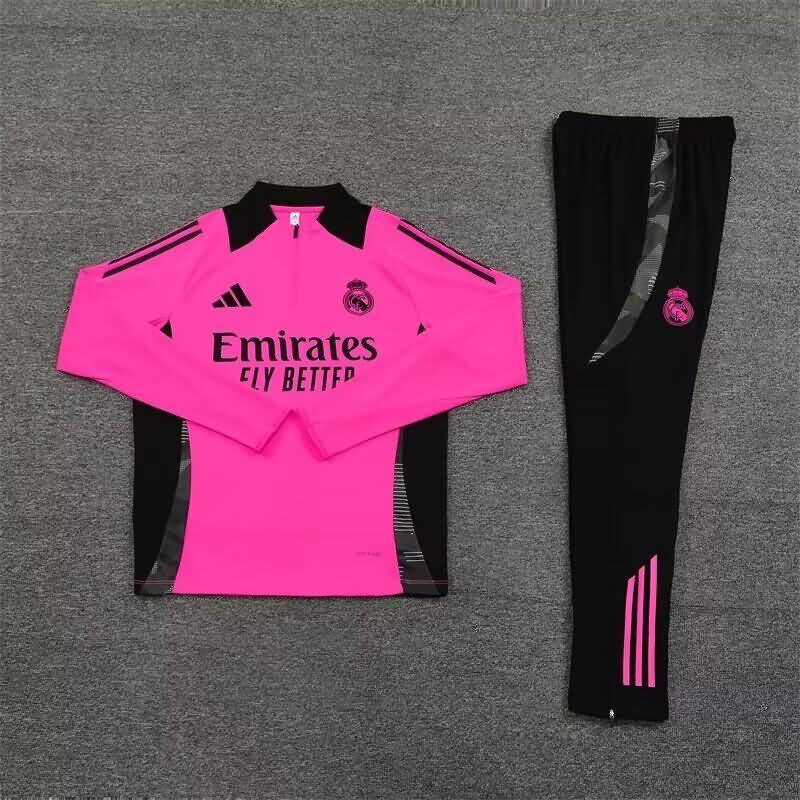 Thailand Quality(AAA) 24/25 Real Madrid Pink Soccer Tracksuit 02