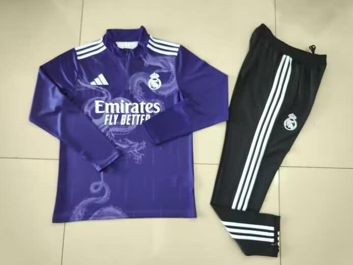 Thailand Quality(AAA) 24/25 Real Madrid Purples Soccer Tracksuit