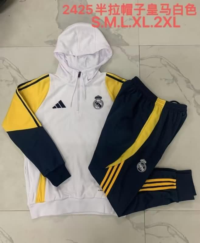 Thailand Quality(AAA) 24/25 Real Madrid White Soccer Tracksuit 07