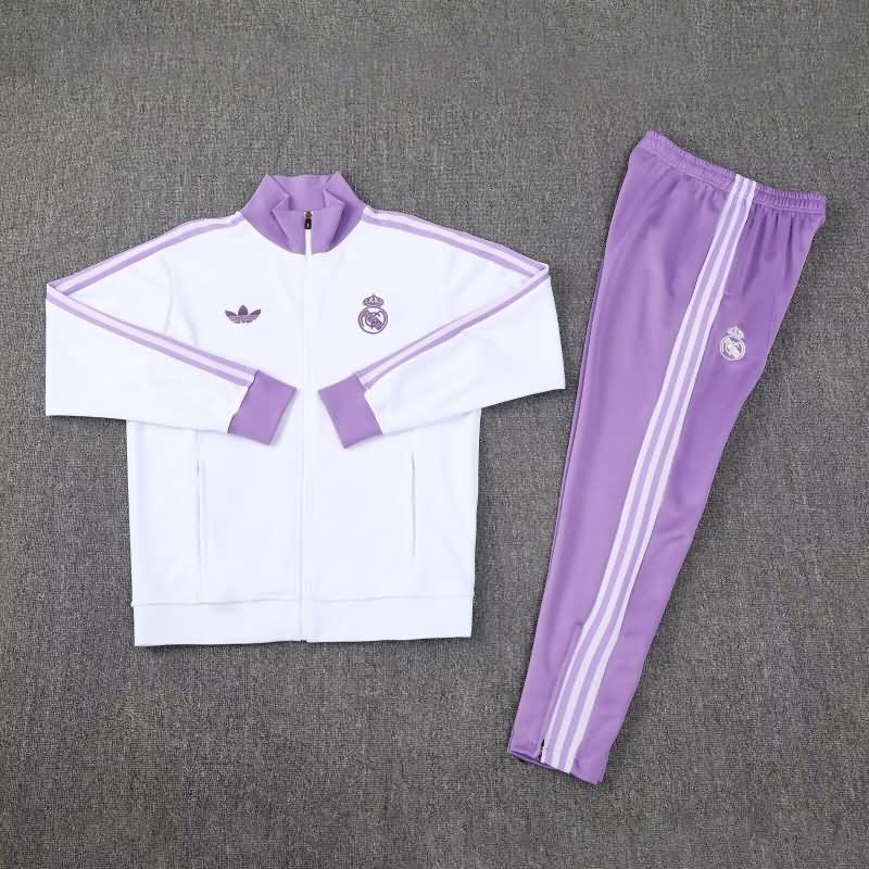 Thailand Quality(AAA) 24/25 Real Madrid White Soccer Tracksuit 10