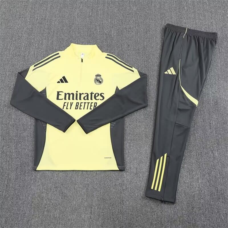 Thailand Quality(AAA) 24/25 Real Madrid Yellow Soccer Tracksuit 03