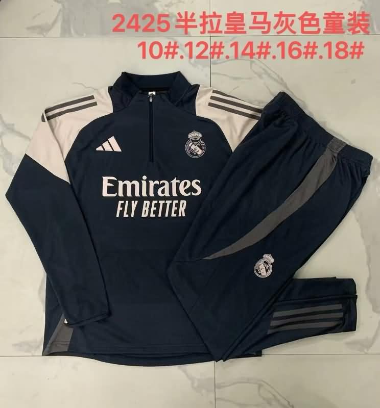 Kids - Thailand Quality(AAA) 24/25 Real Madrid Black Soccer Tracksuit 02