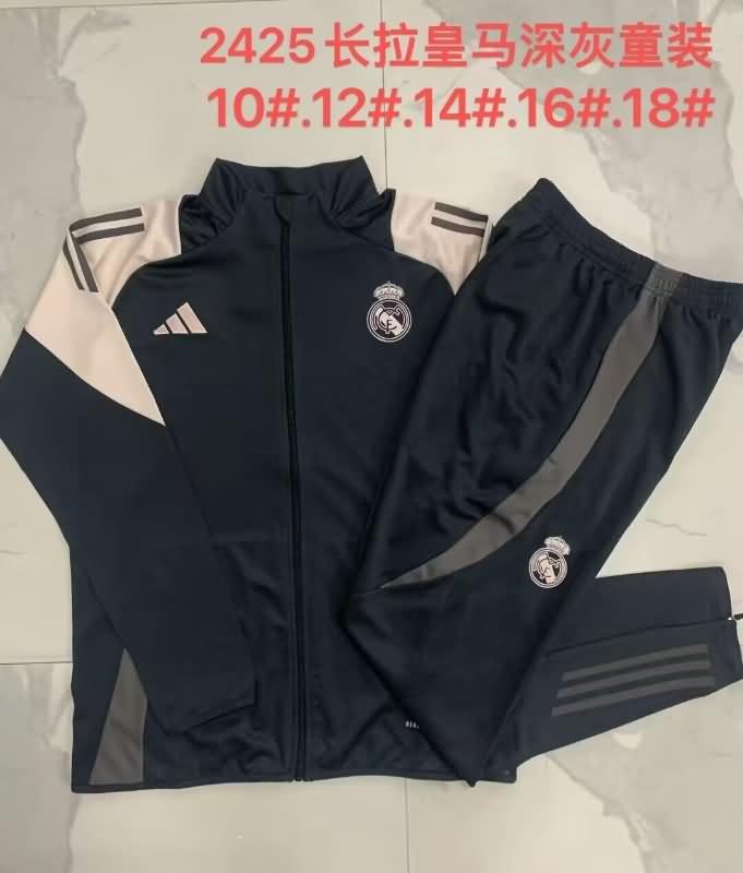 Kids - Thailand Quality(AAA) 24/25 Real Madrid Black Soccer Tracksuit 03