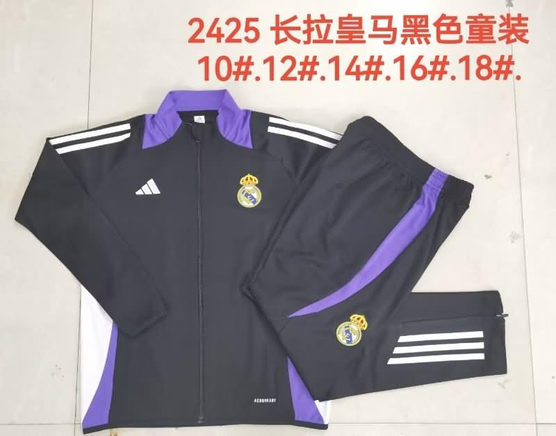 Kids - Thailand Quality(AAA) 24/25 Real Madrid Black Soccer Tracksuit 05