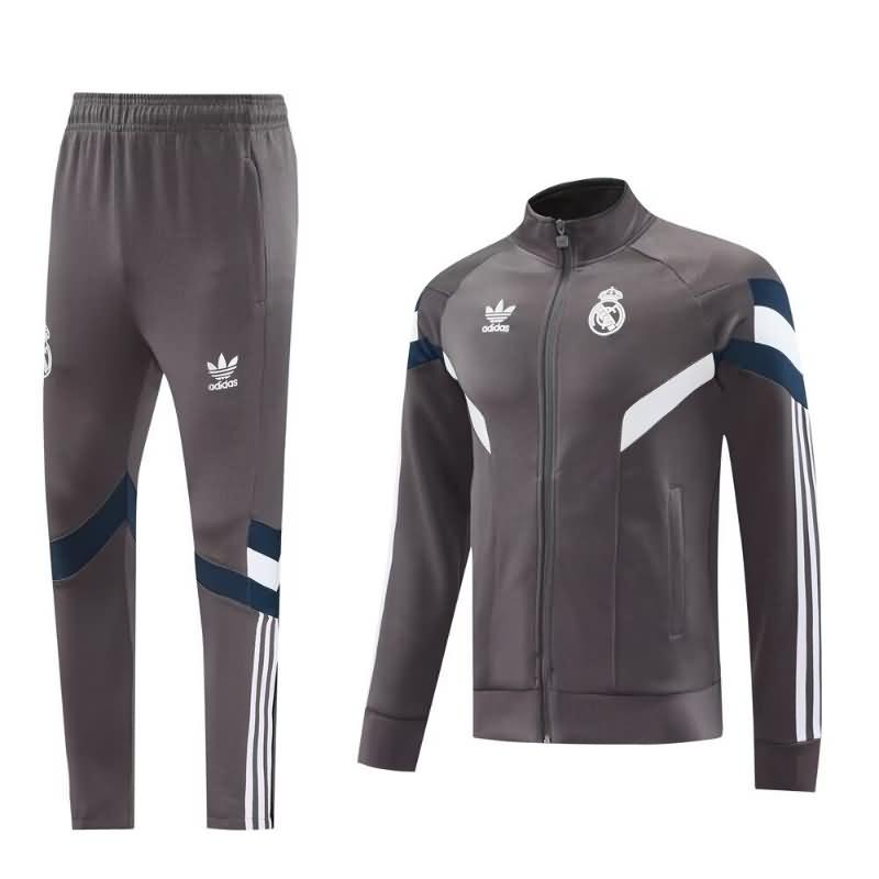 Kids - Thailand Quality(AAA) 24/25 Real Madrid Grey Soccer Tracksuit