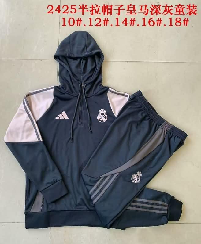 Kids - Thailand Quality(AAA) 24/25 Real Madrid Grey Soccer Tracksuit 03