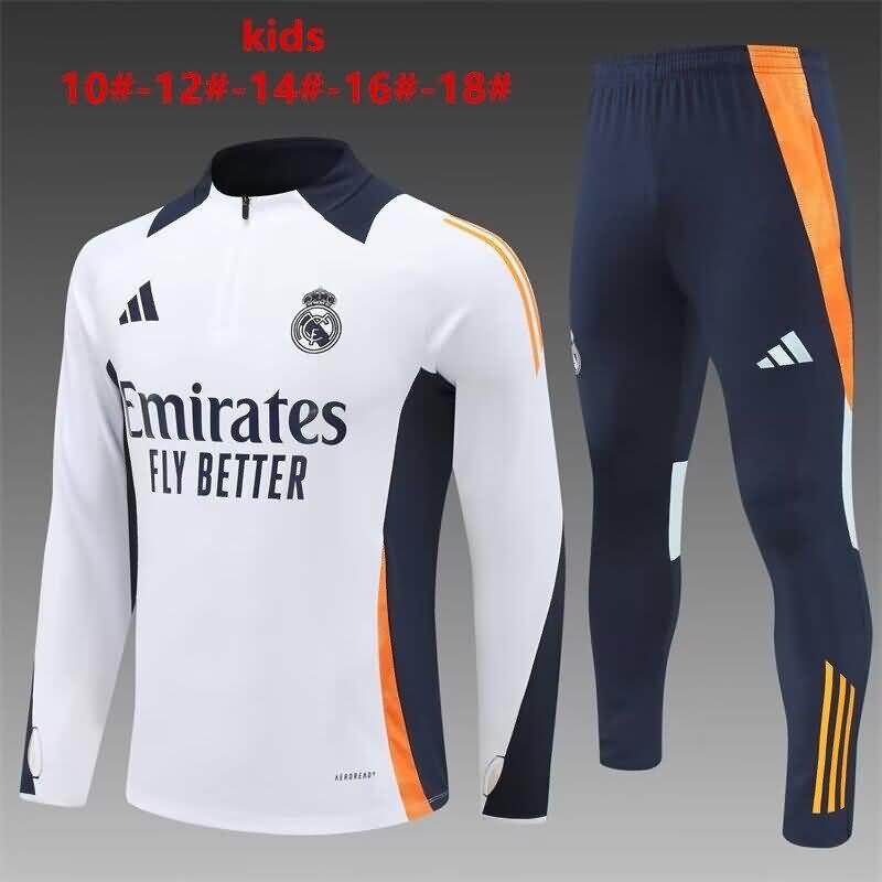 Kids - Thailand Quality(AAA) 24/25 Real Madrid White Soccer Tracksuit