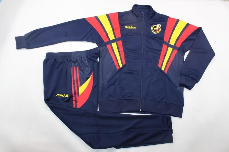 Thailand Quality(AAA) 2024 Spain Dark Blue Soccer Tracksuit 03