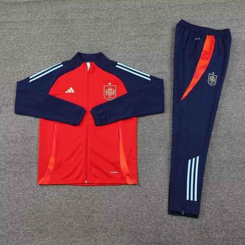 Thailand Quality(AAA) 2024 Spain Red Soccer Tracksuit 02