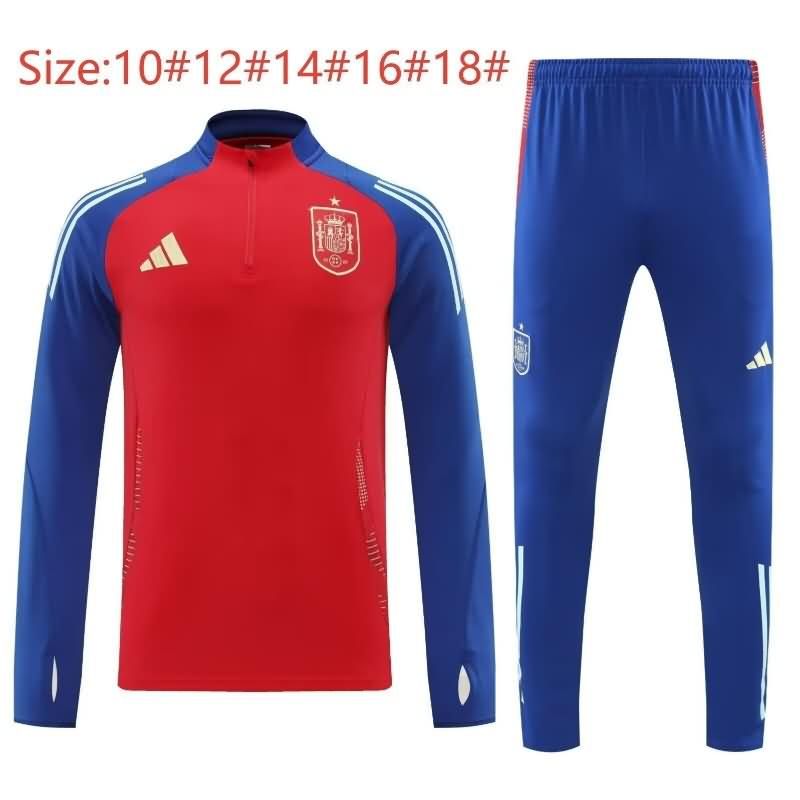 Kids - Thailand Quality(AAA) 2024 Spain Red Soccer Tracksuit