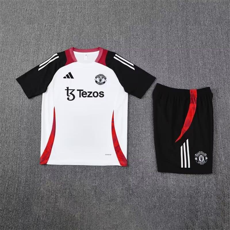 Thailand Quality(AAA) 24/25 Manchester United White Soccer Training Sets