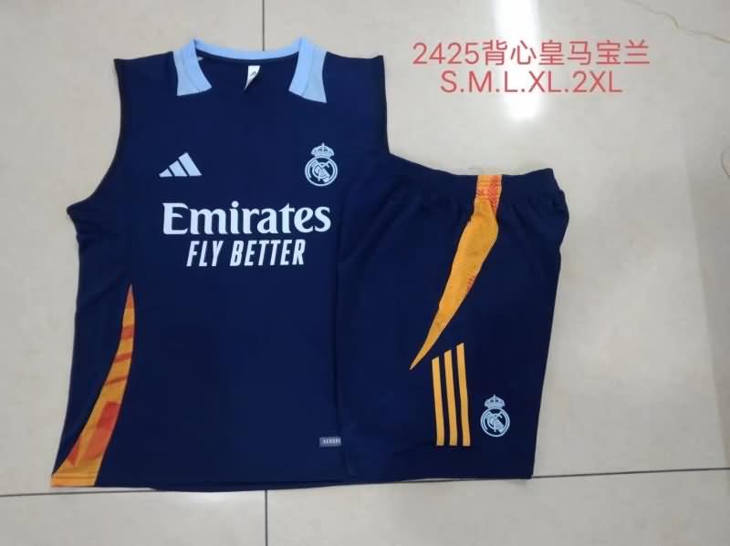 Thailand Quality(AAA) 24/25 Real Madrid Dark Blue Soccer Training Sets 04