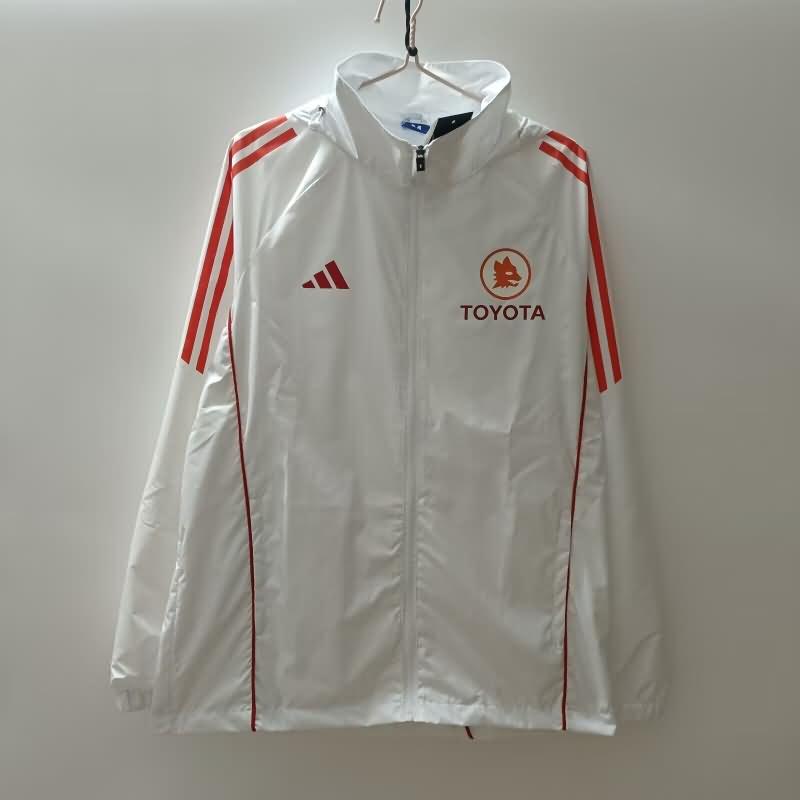 Thailand Quality(AAA) 24/25 AS Roma White Soccer Windbreaker