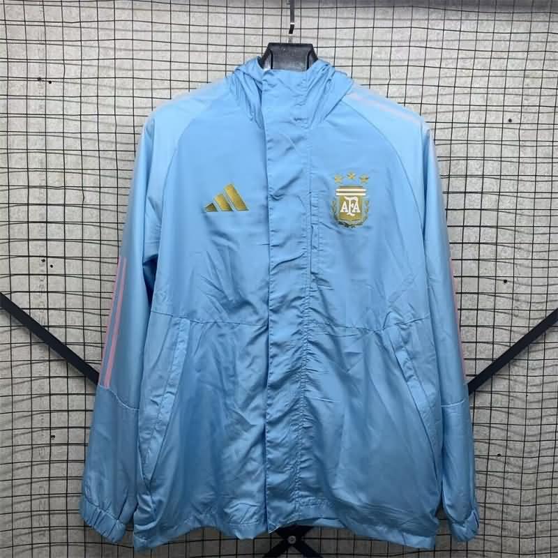 Thailand Quality(AAA) 2024 Argentina Blue Soccer Windbreaker