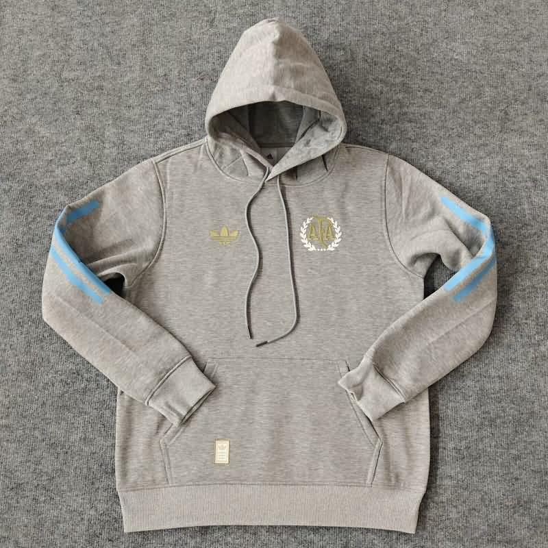 Thailand Quality(AAA) 2024 Argentina Grey Soccer Hoodies