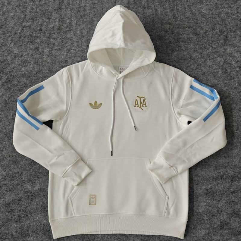 Thailand Quality(AAA) 2024 Argentina White Soccer Hoodies