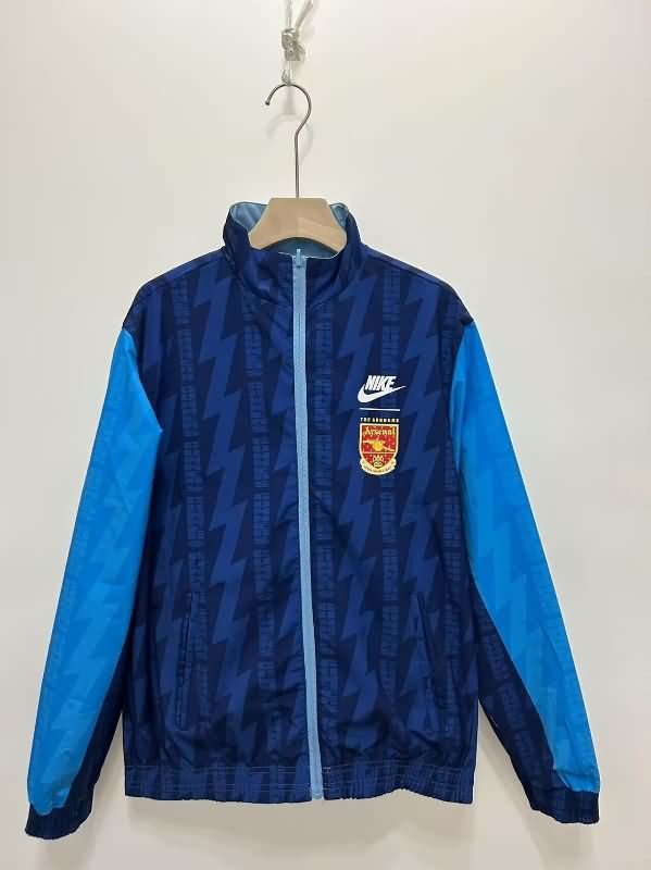 Thailand Quality(AAA) 24/25 Arsenal Blue Dark Blue Reversible Soccer Windbreaker