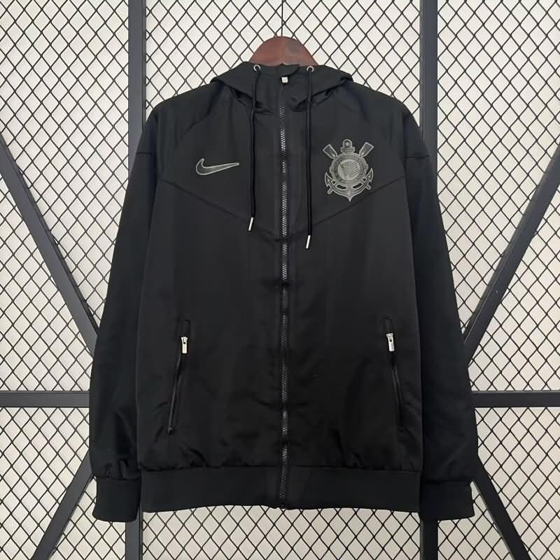 Thailand Quality(AAA) 24/25 Corinthians Black Soccer Windbreaker