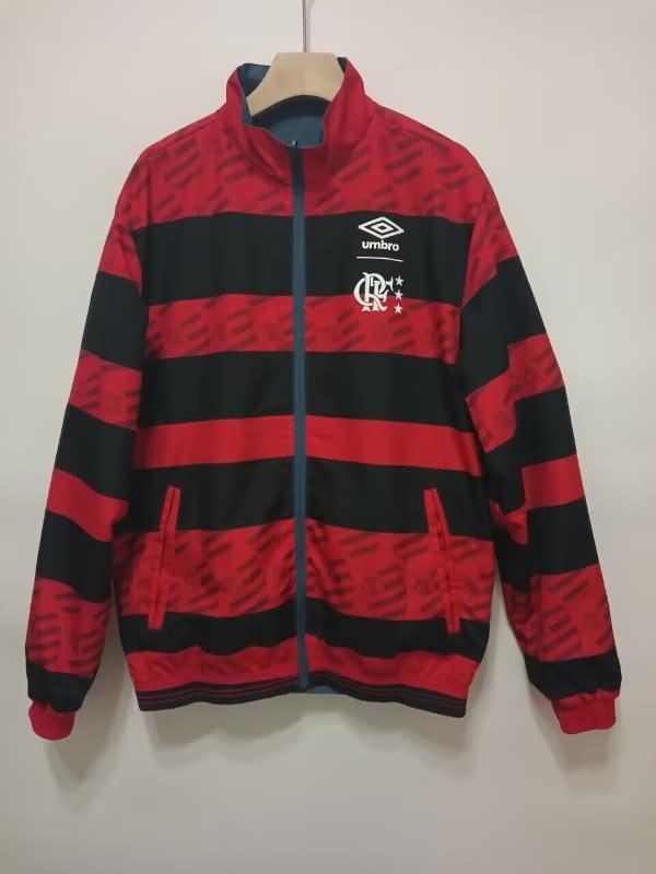 Thailand Quality(AAA) 2024 Flamengo Red Dark Blue Reversible Soccer Windbreaker