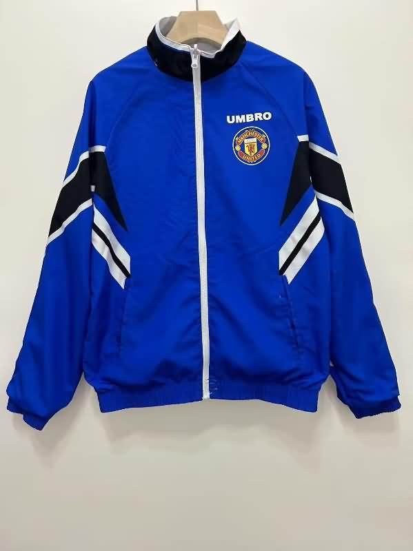 Thailand Quality(AAA) 24/25 Manchester United Blue Grey Reversible Soccer Windbreaker